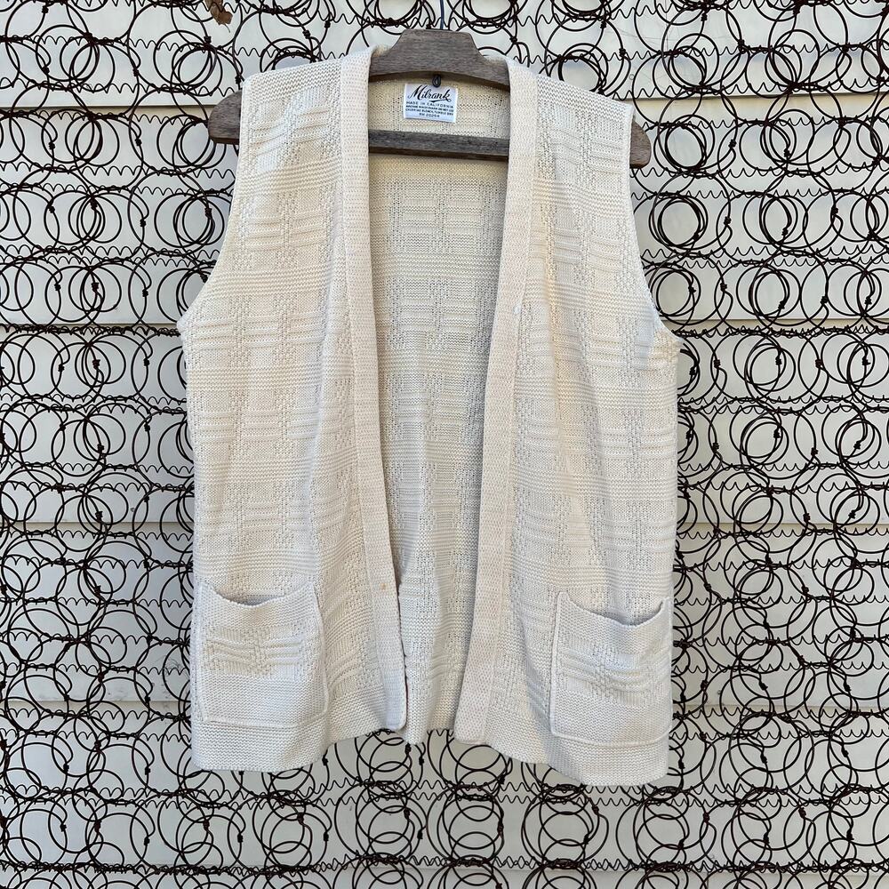 Vintage Mibrank textured knit cream sweater vest cottagecore granola